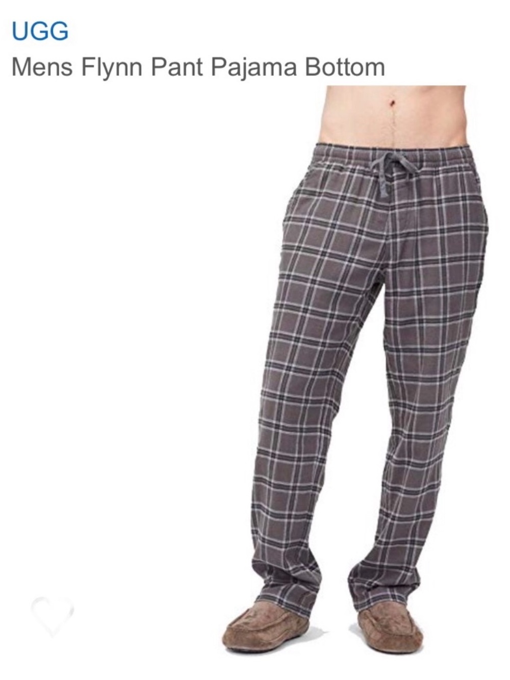 UGG Men's Flynn Plaid Pajama Pants Gray Woven Lounge Bottoms Size XL
